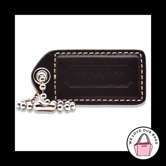 2.5" Large Y2K VINTAGE COACH Brown Leather Key Fob Bag Charm Keychain Hang Tag - Picture 1 of 2